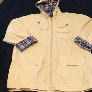 TOTES BEIIGE RAIN COAT PLAID LINING SIZE